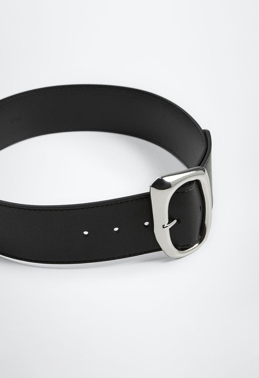 MANGO - Metal buckle belt - black