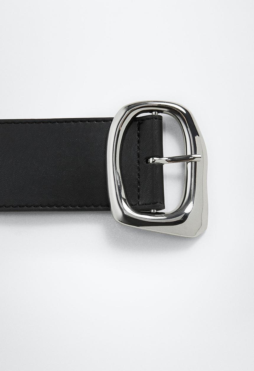 MANGO - Metal buckle belt - black