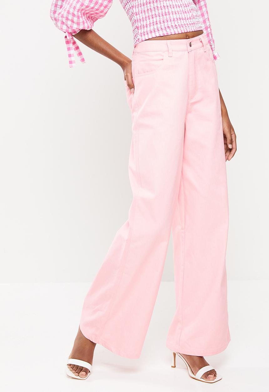 Me&B - High waisted wide leg jeans - pink