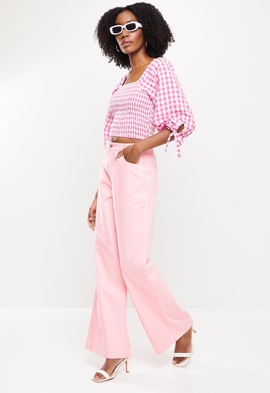 Me&B - High waisted wide leg jeans - pink