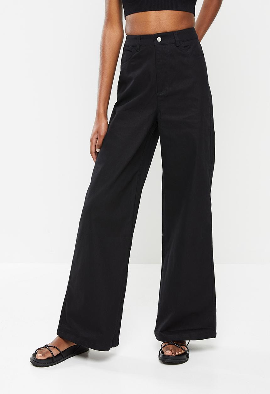 Me&B - High waisted wide leg jeans - black