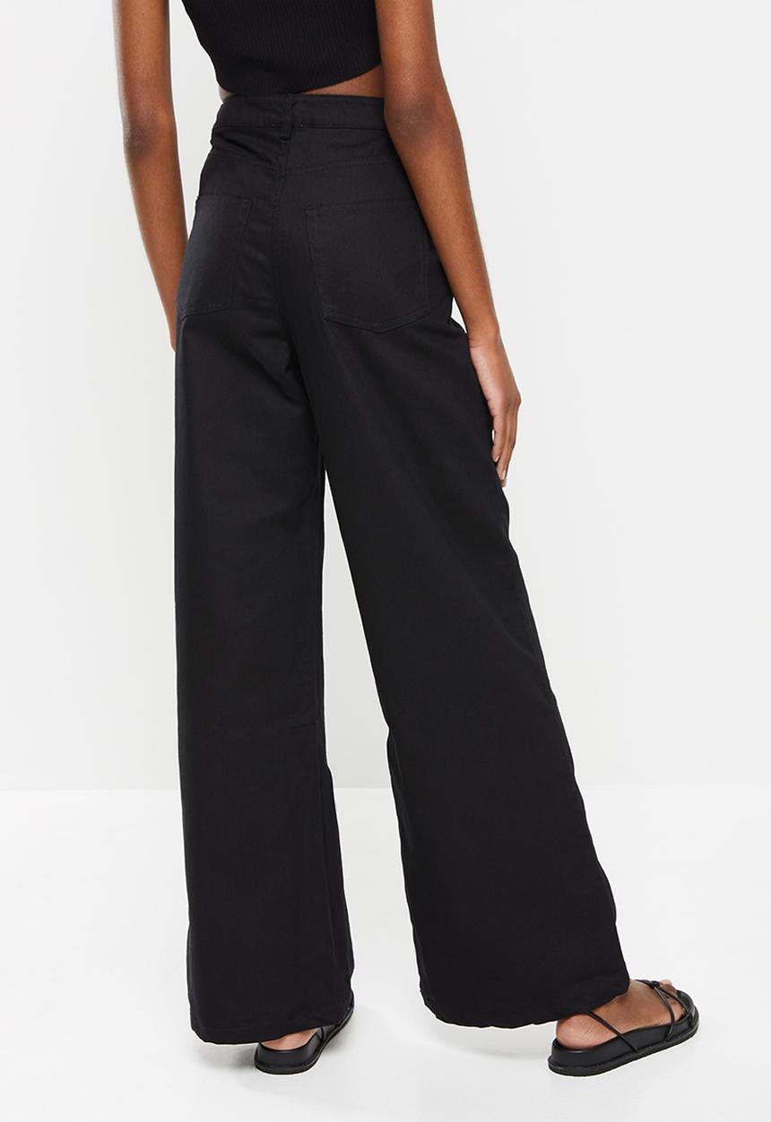 Me&B - High waisted wide leg jeans - black