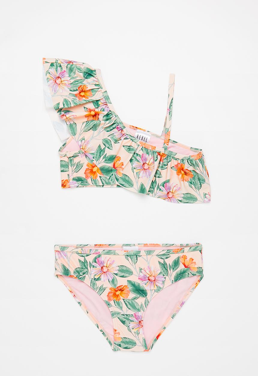 Rebel Republic - Girls floral 2 piece bikini - peach