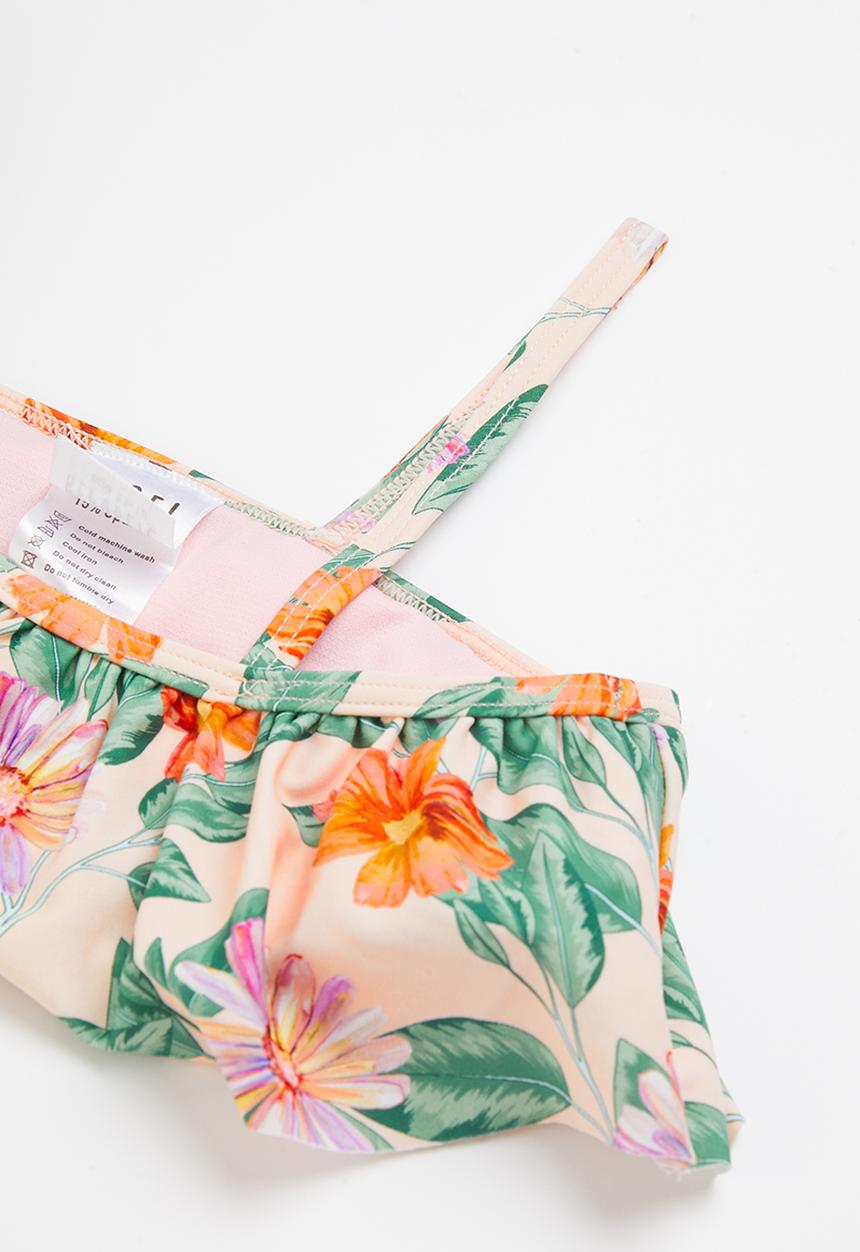 Rebel Republic - Girls floral 2 piece bikini - peach