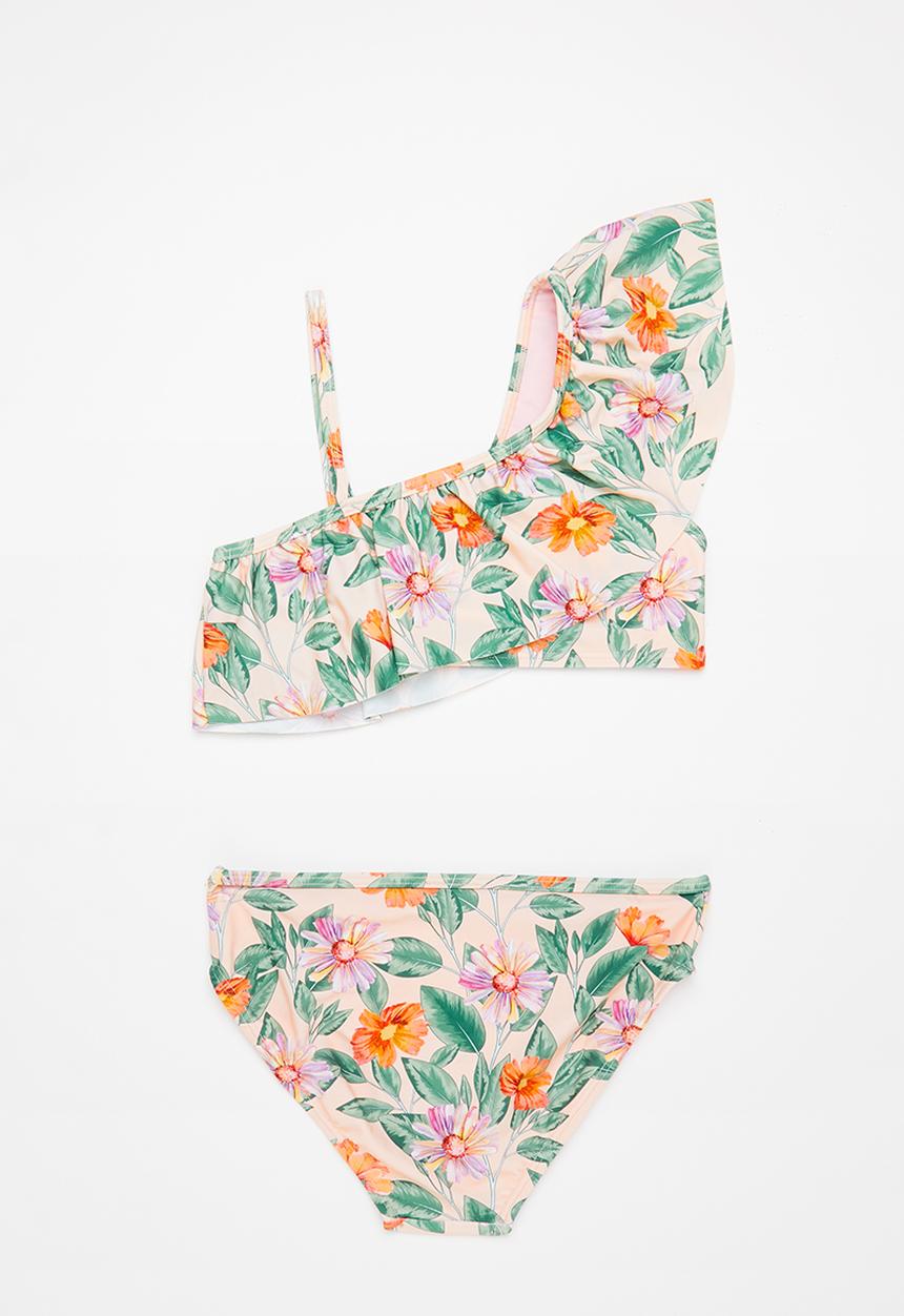 Rebel Republic - Girls floral 2 piece bikini - peach