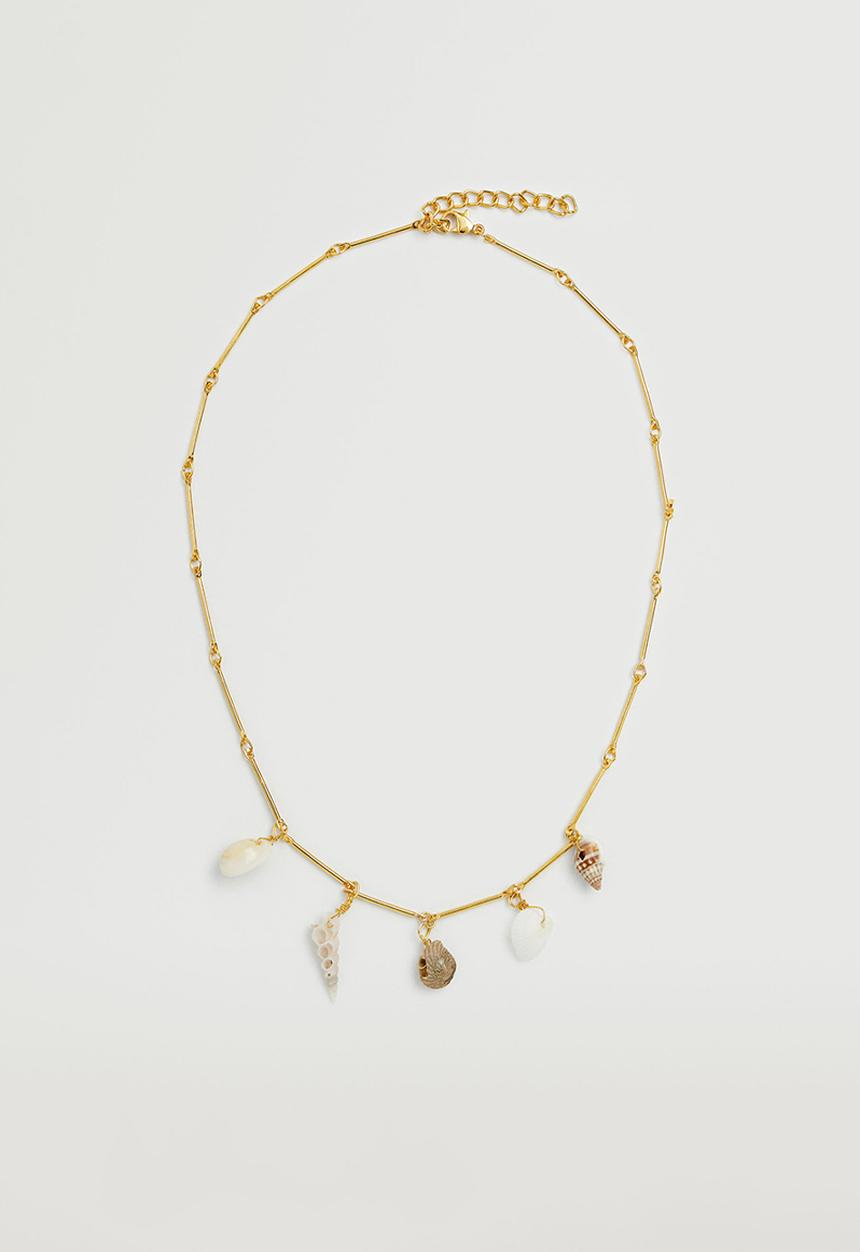 MANGO - Shell bead necklace - gold