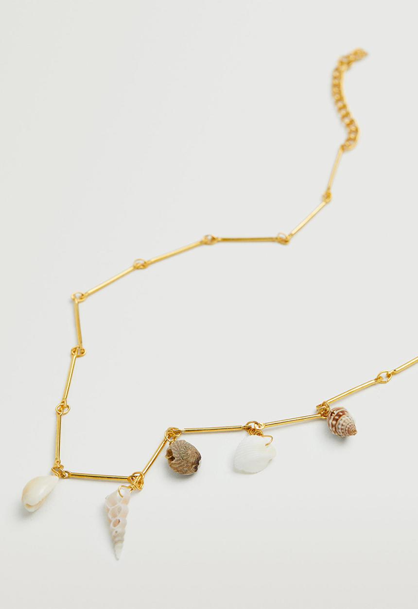 MANGO - Shell bead necklace - gold
