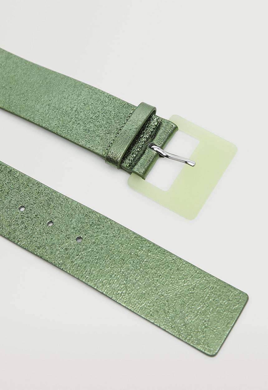 MANGO - Buckle metallic belt - green