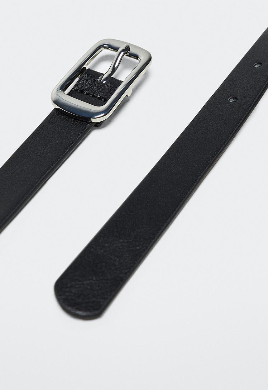 MANGO - Square buckle belt - black