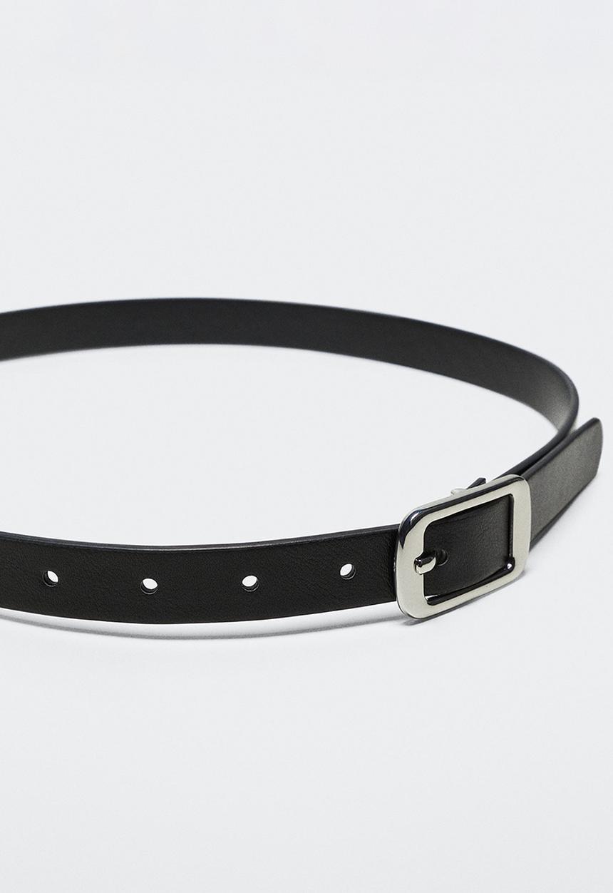 MANGO - Square buckle belt - black
