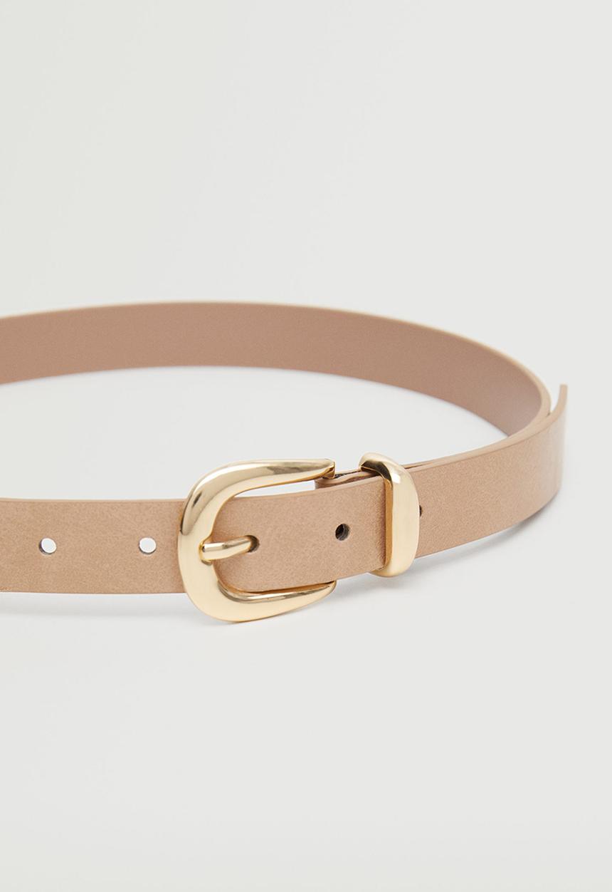 MANGO - Oval buckle belt - ecru