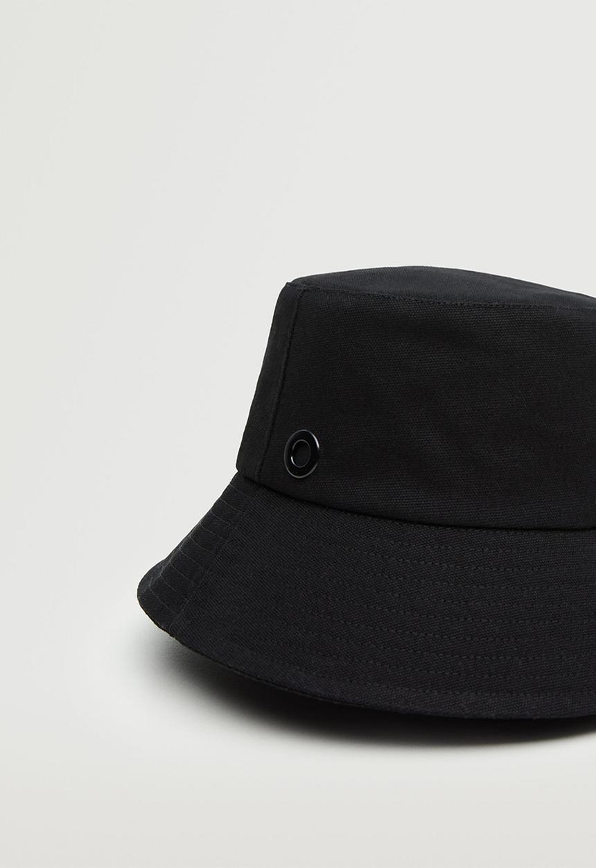 MANGO - Cotton bucket hat - black