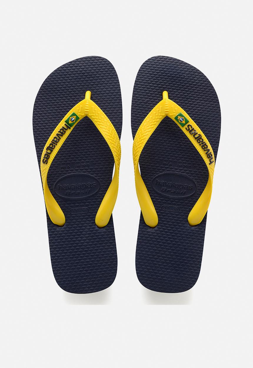 Havaianas - Brazil logo flip flops - navy & yellow
