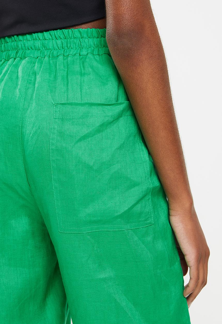 Me&B - Wide leg drawstring pants -  emerald
