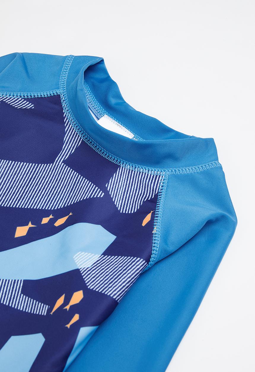 Pop Candy - Boys whale printed long sleeve swim set - blue