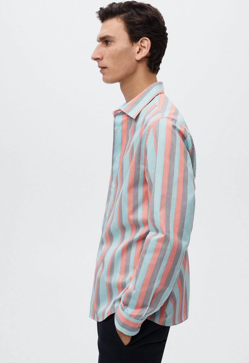 MANGO - Umbria cotton striped shirt - blue