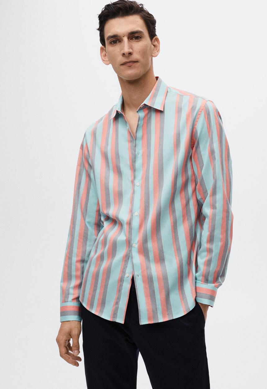MANGO - Umbria cotton striped shirt - blue