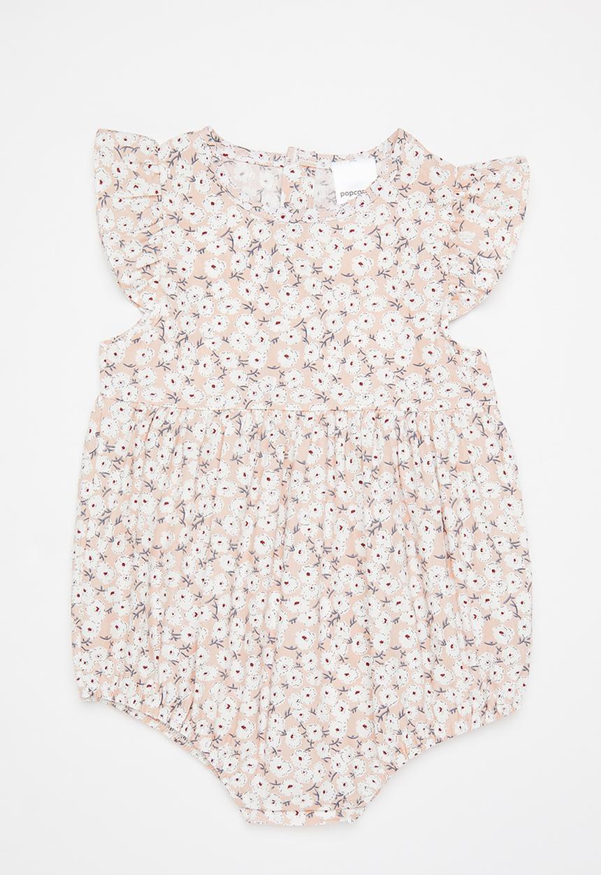 Pop Candy - Floral short sleeve playsuit - white & multi
