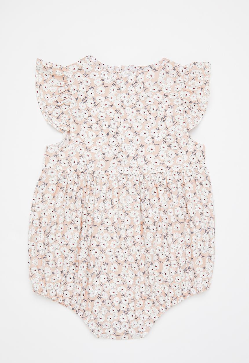 Pop Candy - Floral short sleeve playsuit - white & multi