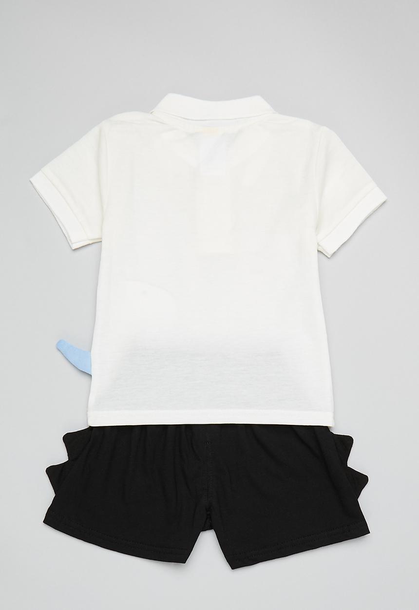 Pop Candy - Dino golfer & short set - white & black