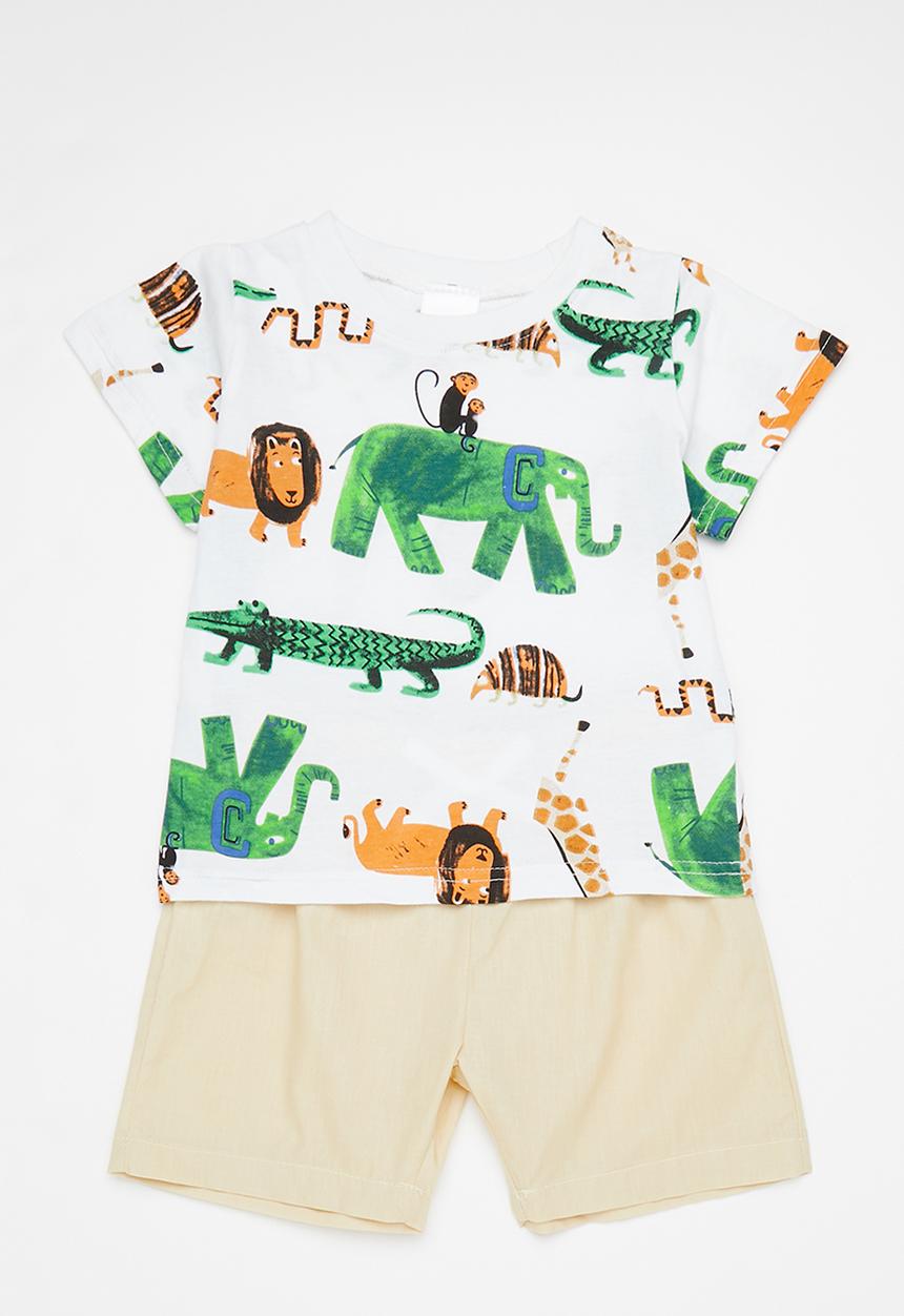 Pop Candy - Boys jungle tee & shorts set - multi
