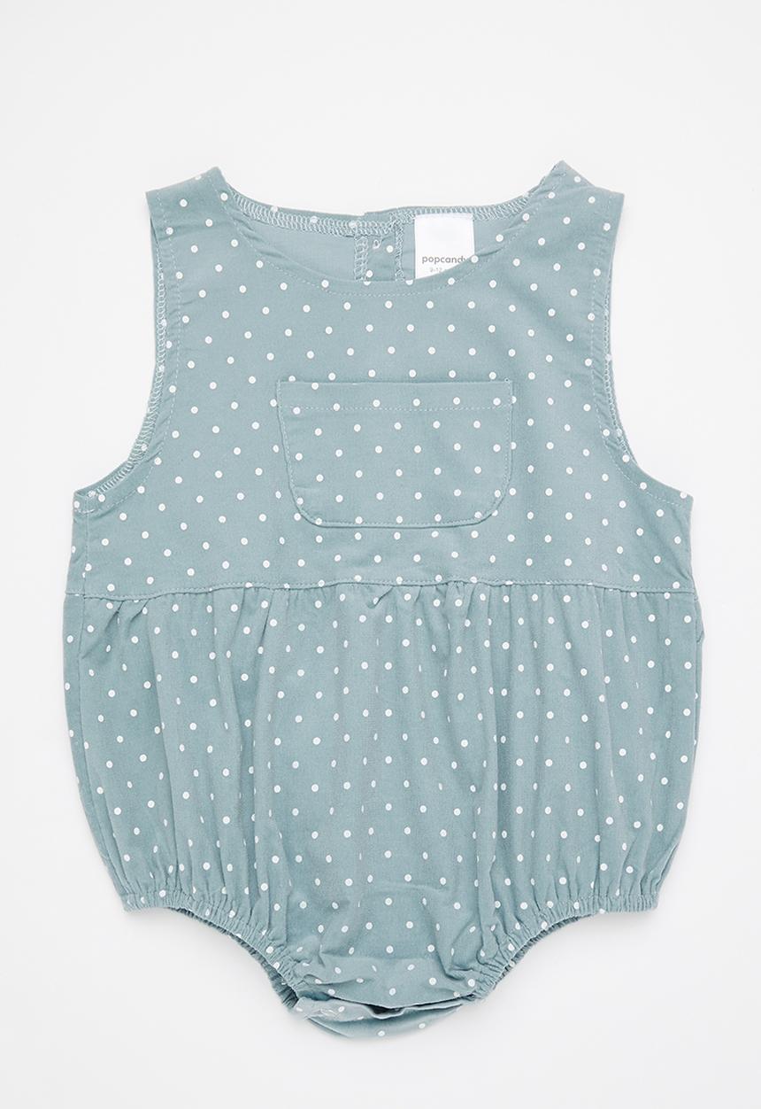 Pop Candy - Baby spot denim playsuit - grey