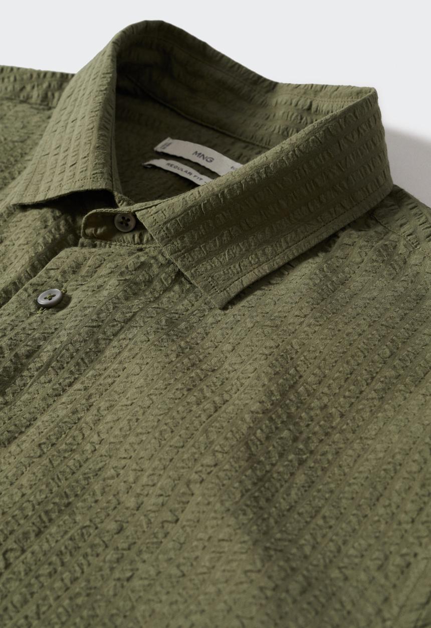 MANGO - Vicar seersucker shirt - khaki