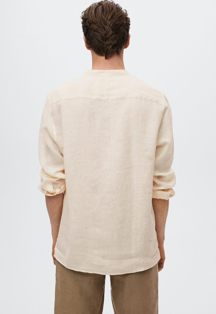 MANGO - Shirt bolar  linen- beige