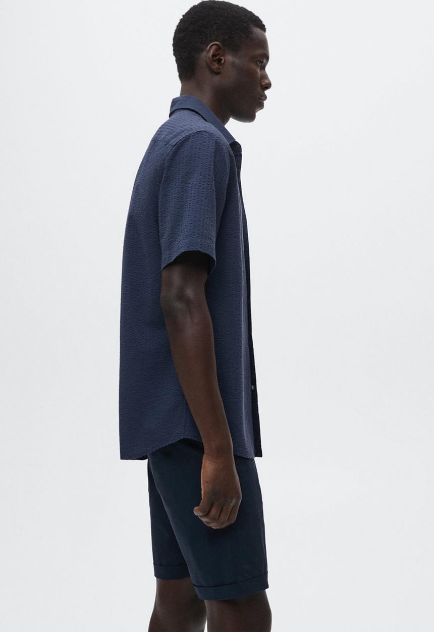MANGO - Vicar seersucker shirt - navy