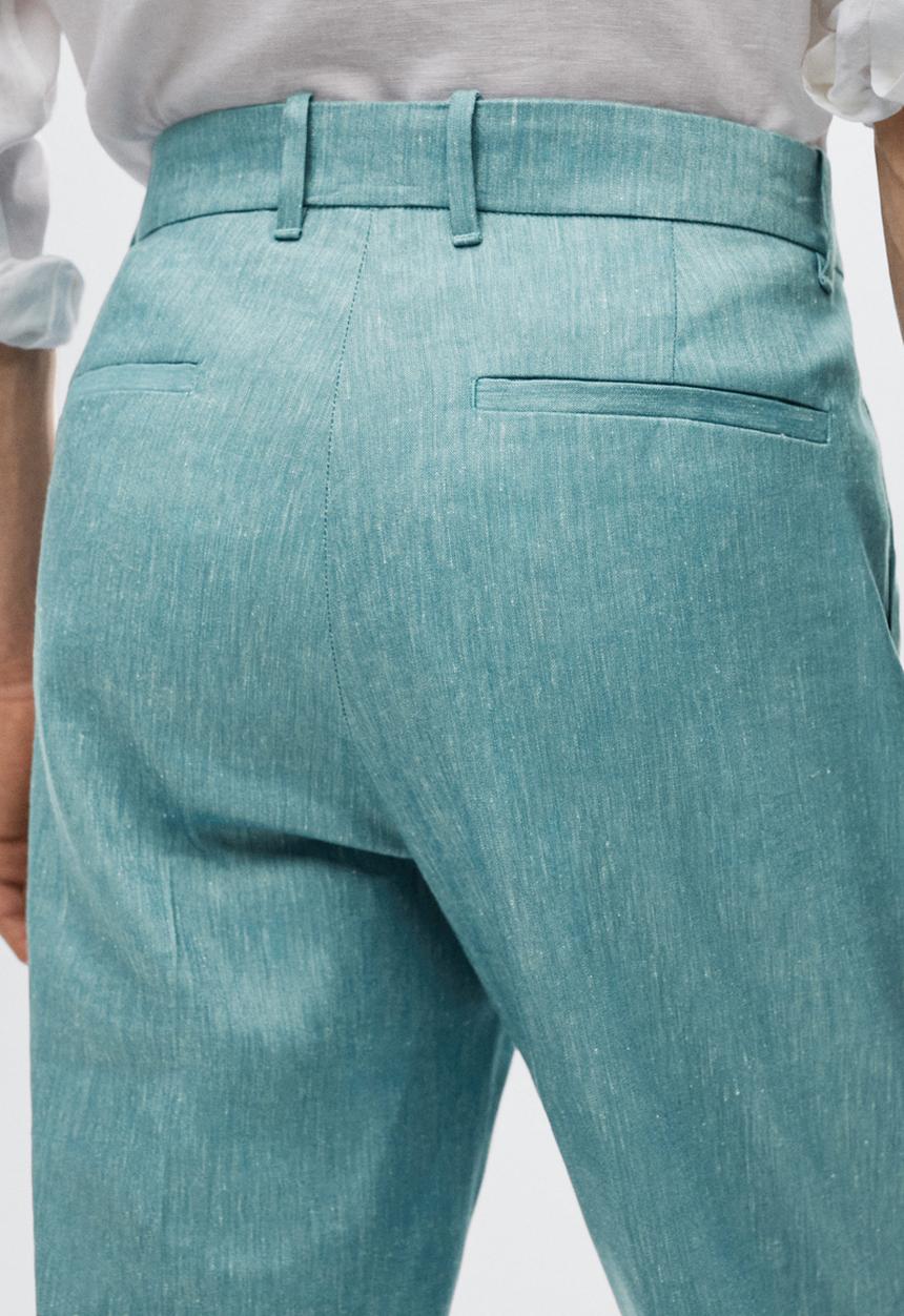 MANGO - Godard pleated linen trousers - blue