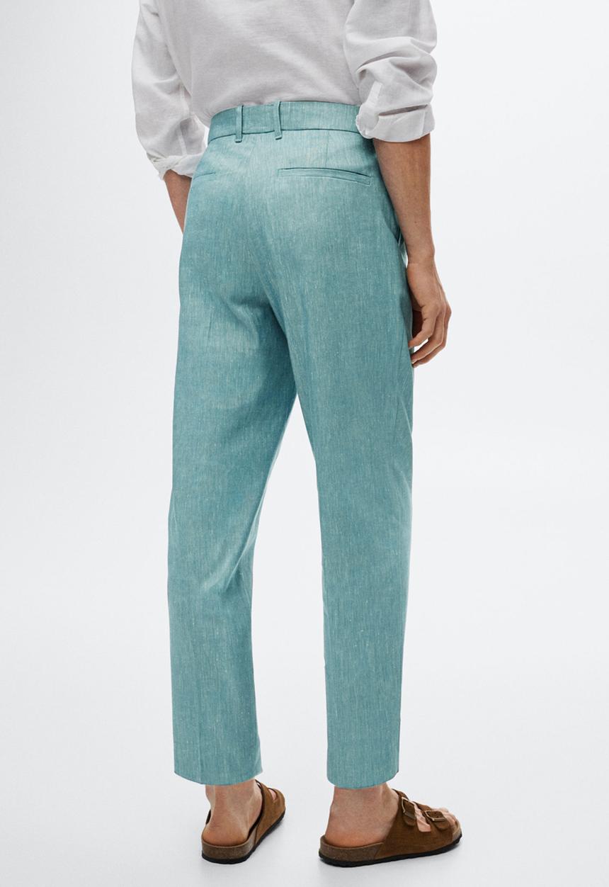 MANGO - Godard pleated linen trousers - blue