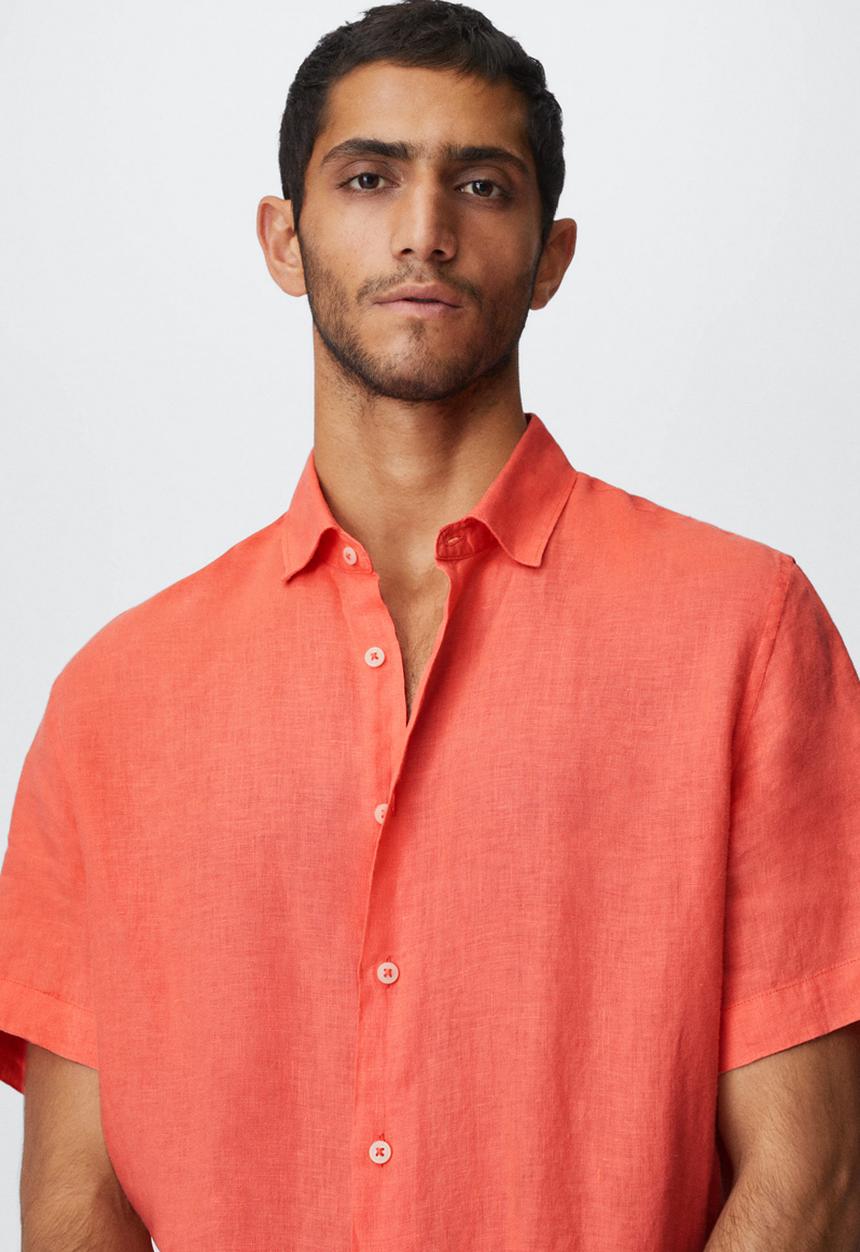 MANGO - Luz short sleeve shirt - orange
