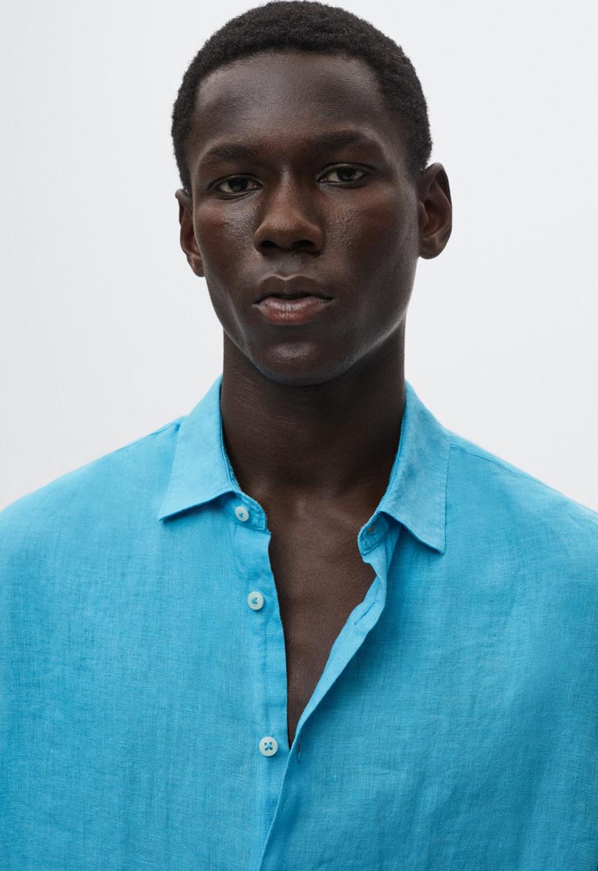 MANGO - Luz short sleeve shirt - blue