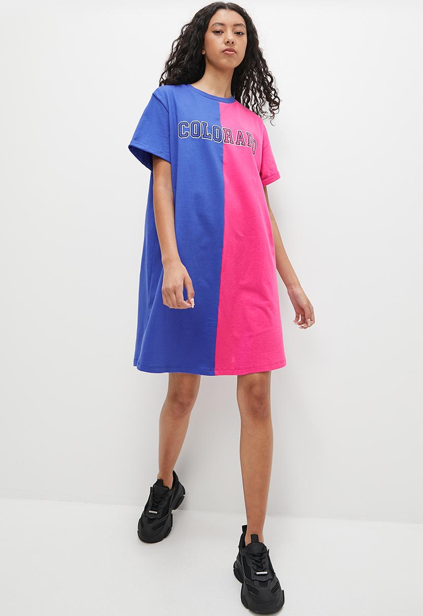 Blake - Mini graphic t-shirt dress - pink & blue