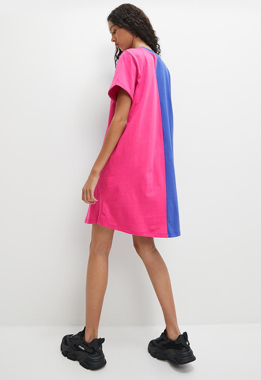 Blake - Mini graphic t-shirt dress - pink & blue