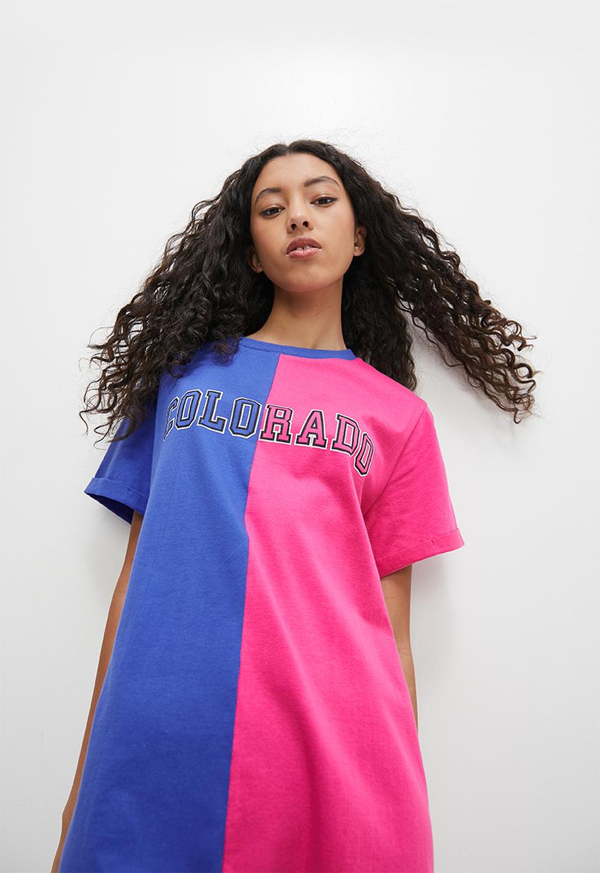 Blake - Mini graphic t-shirt dress - pink & blue