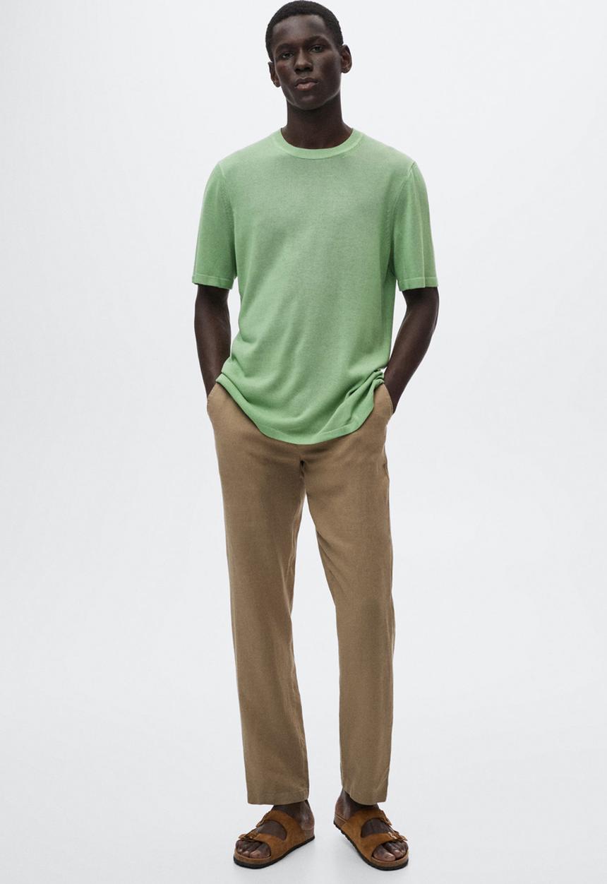MANGO - Llino linen t-shirt - green