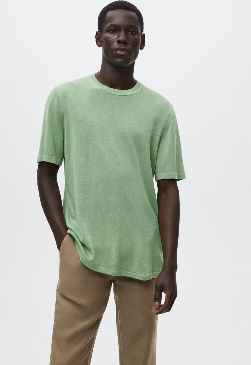 MANGO - Llino linen t-shirt - green