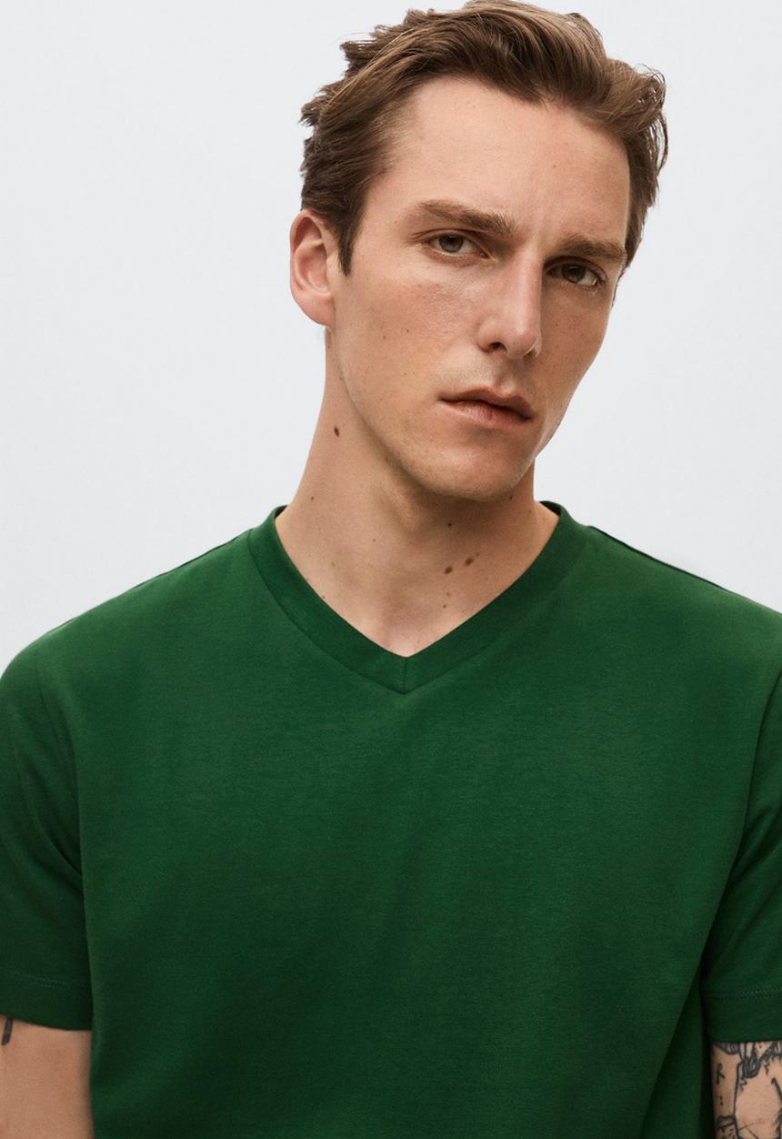 MANGO - Chelsea sustainable v-neck tee - green