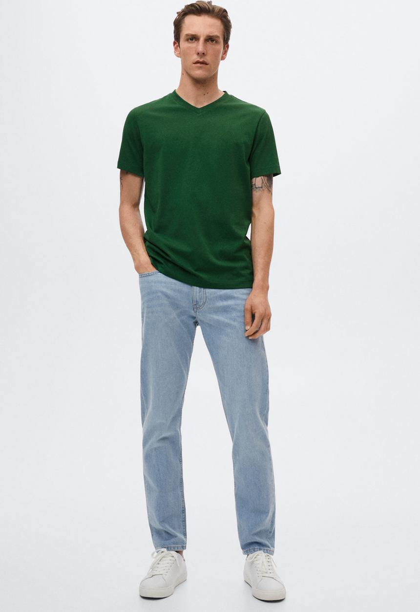 MANGO - Chelsea sustainable v-neck tee - green