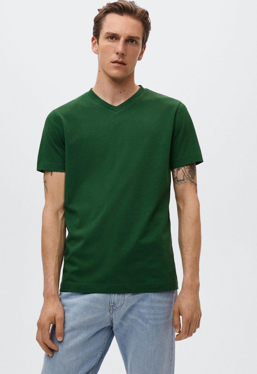 MANGO - Chelsea sustainable v-neck tee - green