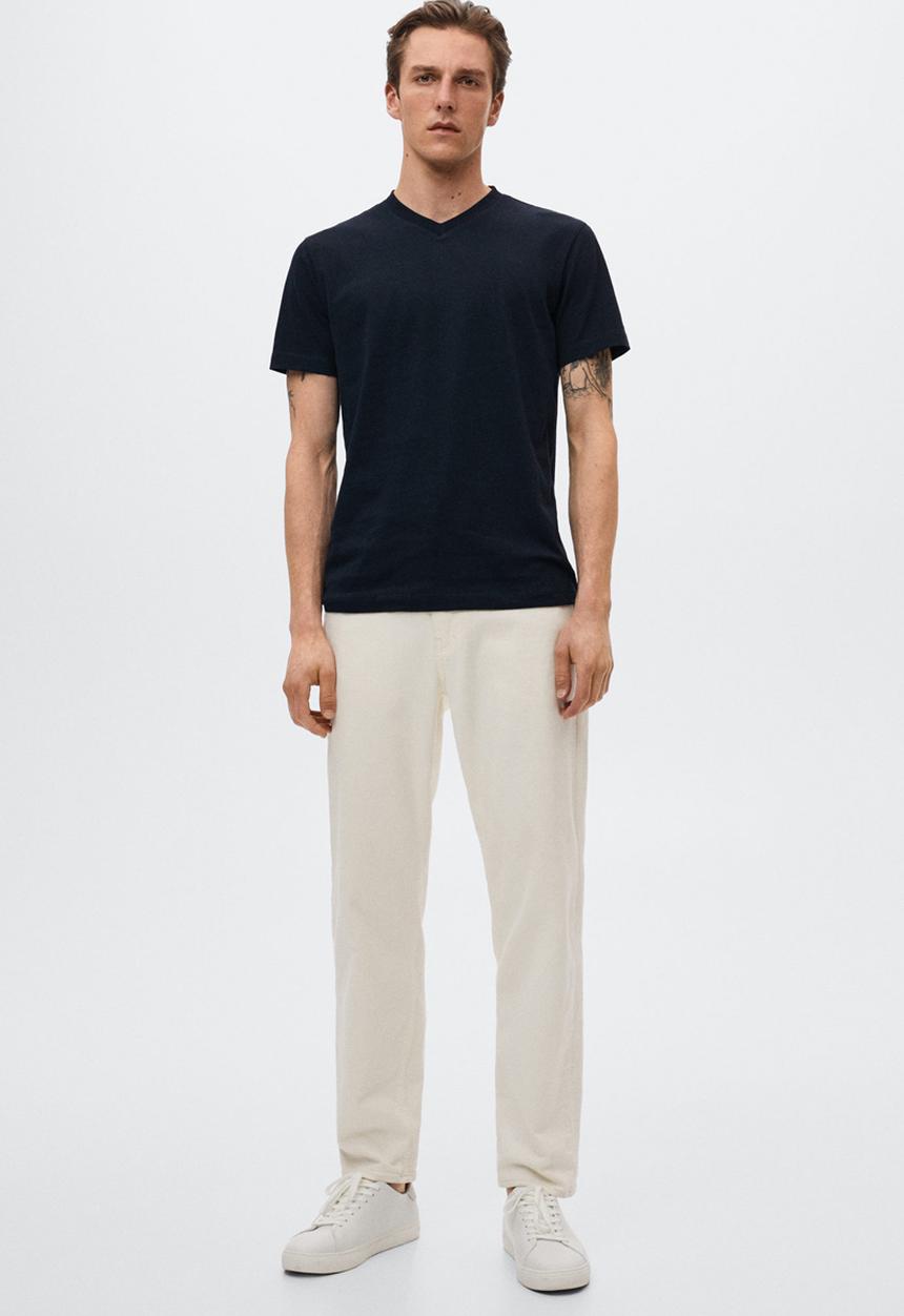 MANGO - Chelsea sustainable v-neck tee - navy