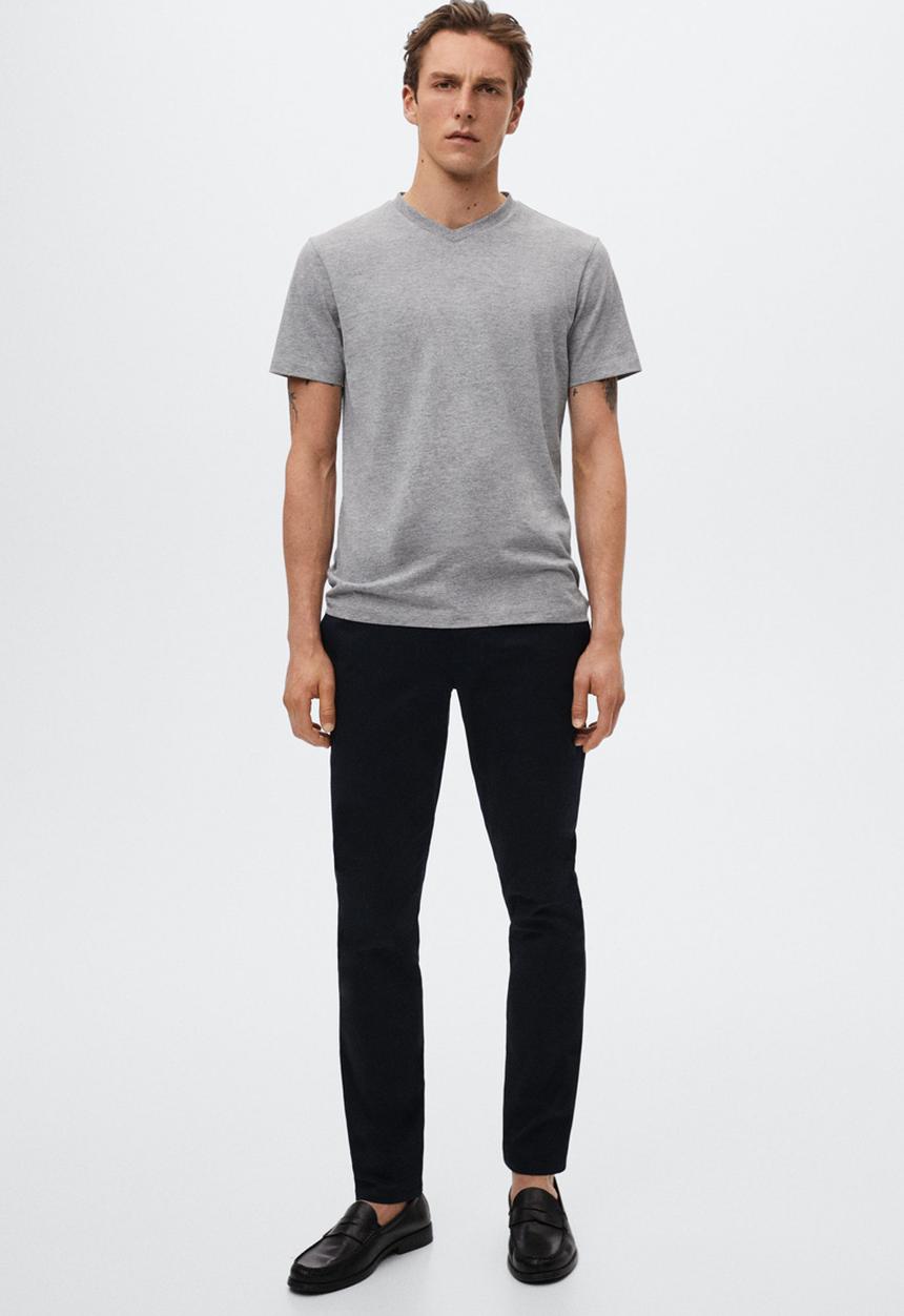 MANGO - Chelsea sustainable v-neck tee - grey
