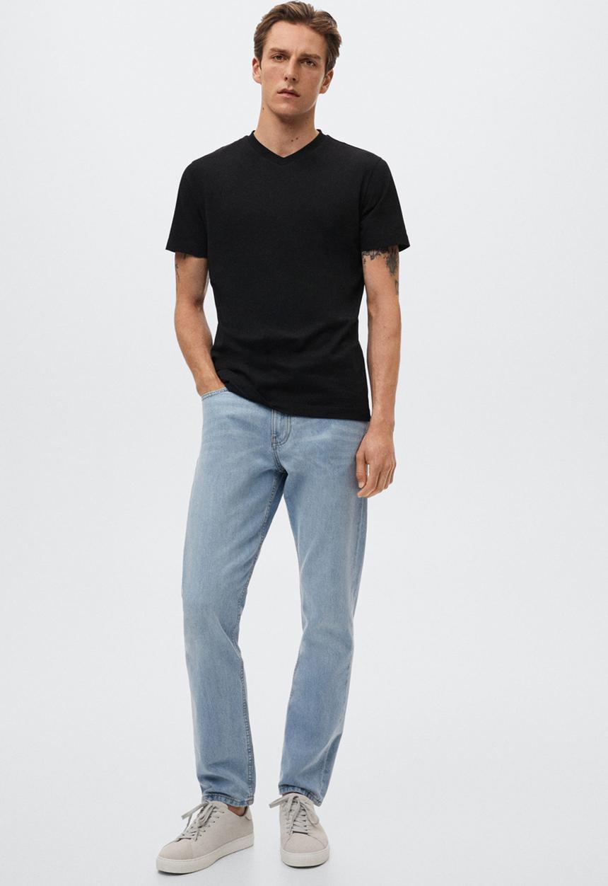 MANGO - Chelsea sustainable v-neck tee - black