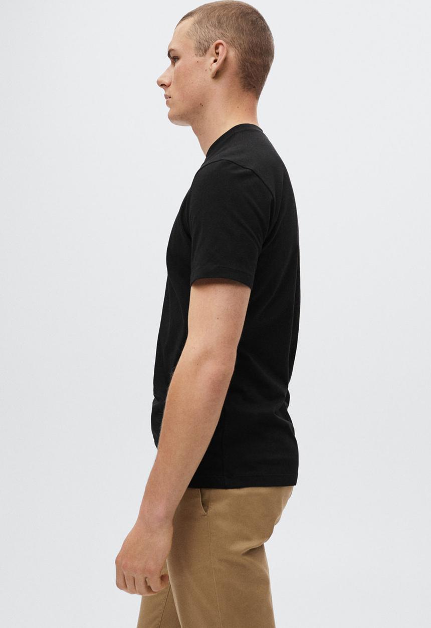 MANGO - Stretch t-shirt  - black