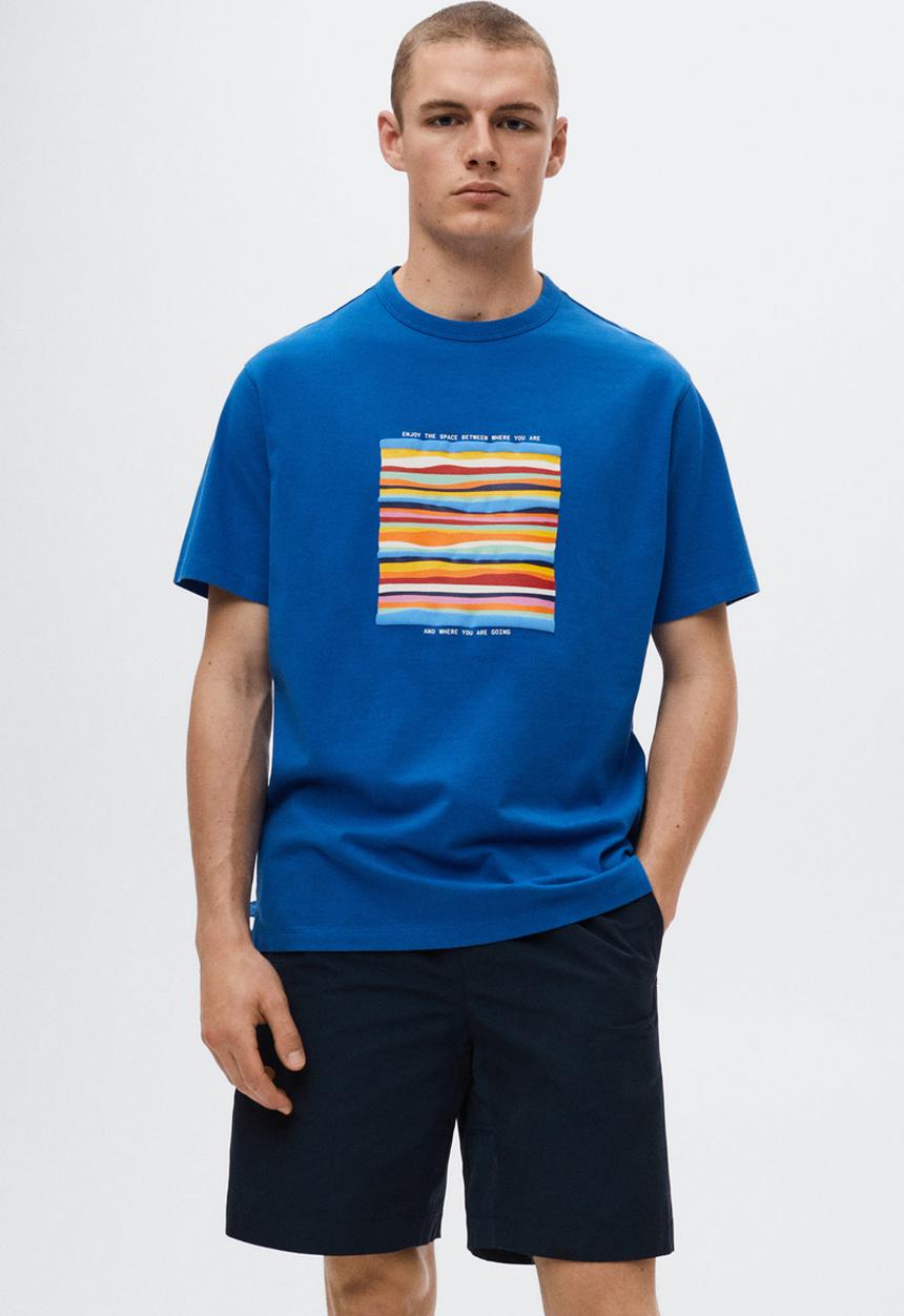 MANGO - Mont printed t-shirt  - blue