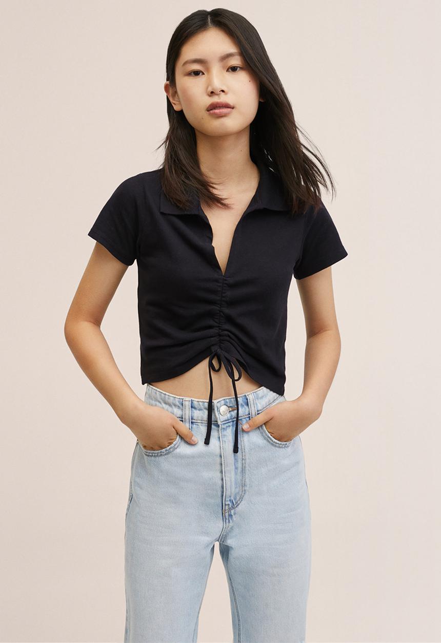 MANGO - Polo shirt lazo - black