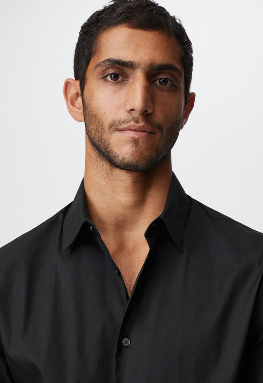 MANGO - Emotion slim fit shirt  - black