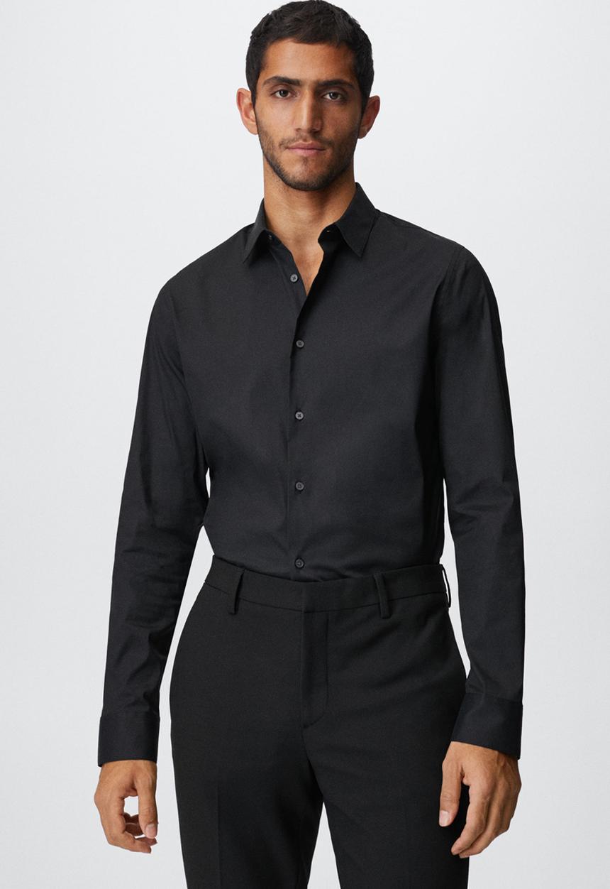 MANGO - Emotion slim fit shirt  - black