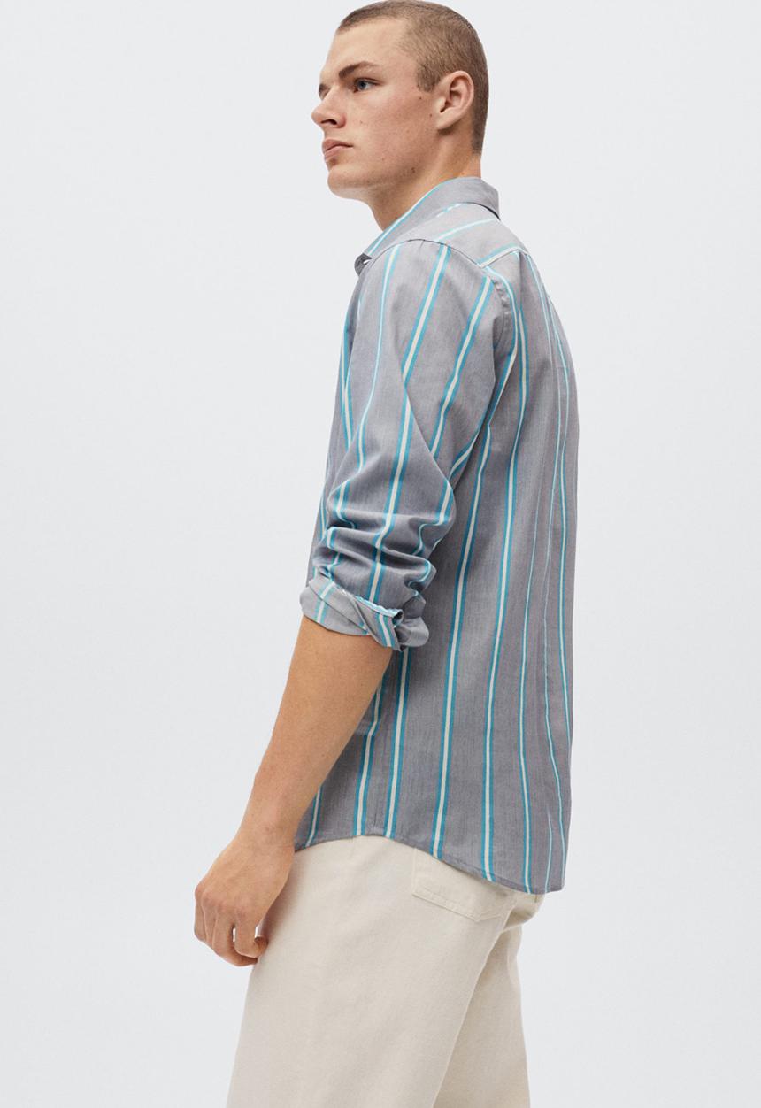 MANGO - Antilla striped cotton shirt - navy